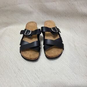 Stoney River Woman's Black Sandals with Memory Foam Foot Pads size 9